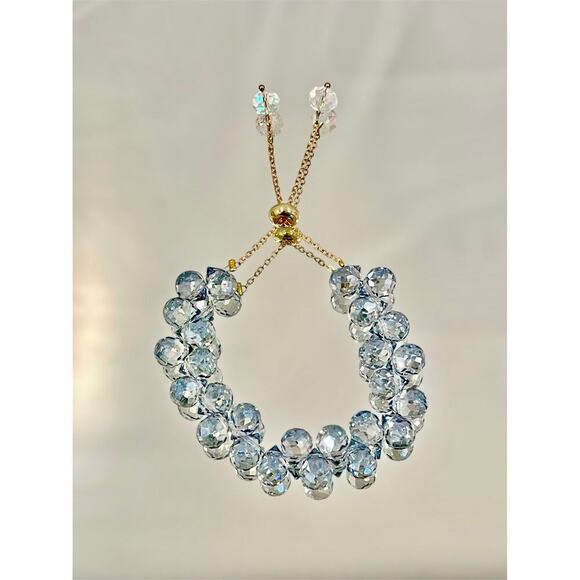 Swarovski Beaded Bracelet- Gray Blue Gold - Picture 8 of 11